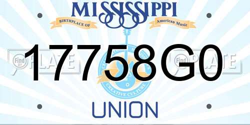 17758G0 Mississippi License Plate