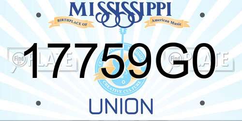 17759G0 Mississippi License Plate