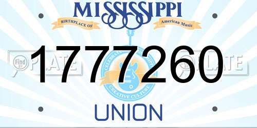 1777260 Mississippi License Plate