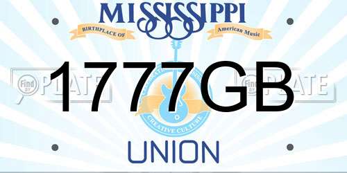 1777GB Mississippi License Plate