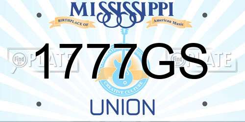 1777GS Mississippi License Plate
