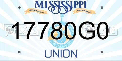 17780G0 Mississippi License Plate