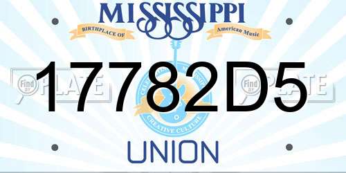 17782D5 Mississippi License Plate