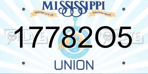 17782O5 Mississippi License Plate