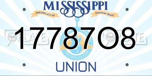 17787O8 Mississippi License Plate