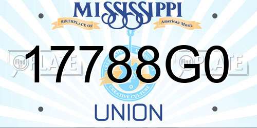 17788G0 Mississippi License Plate