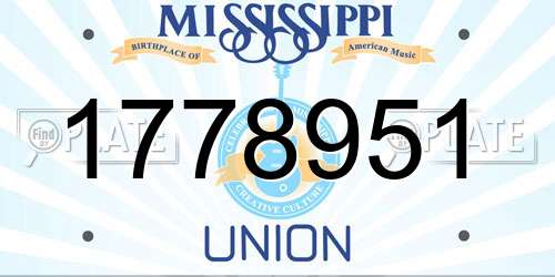 1778951 Mississippi License Plate