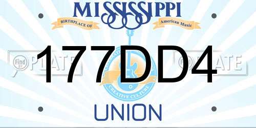 177DD4 Mississippi License Plate
