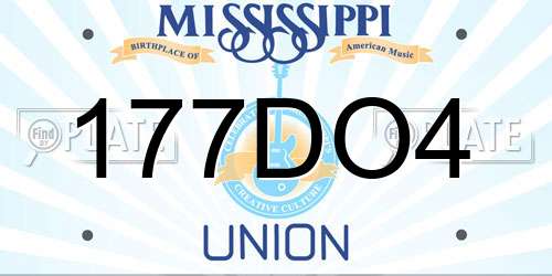 177DO4 Mississippi License Plate