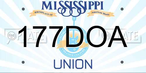 177DOA Mississippi License Plate