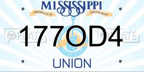 177OD4 Mississippi License Plate