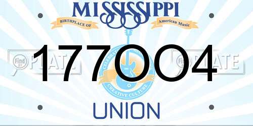 177OO4 Mississippi License Plate