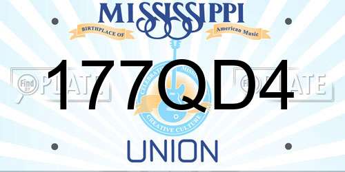 177QD4 Mississippi License Plate