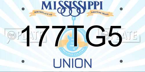 177TG5 Mississippi License Plate
