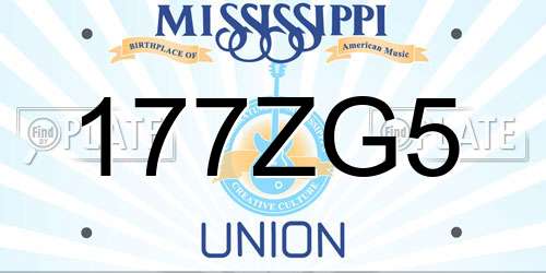 177ZG5 Mississippi License Plate