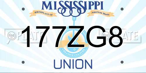 177ZG8 Mississippi License Plate