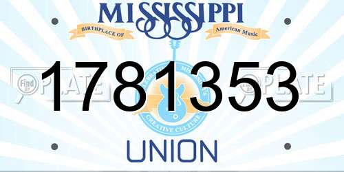 1781353 Mississippi License Plate