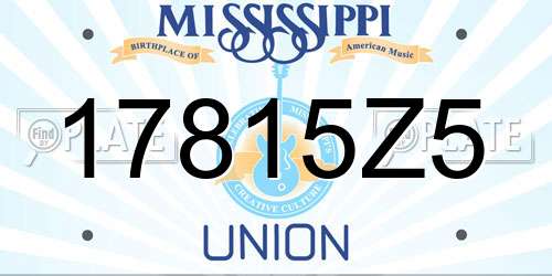 17815Z5 Mississippi License Plate