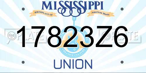 17823Z6 Mississippi License Plate
