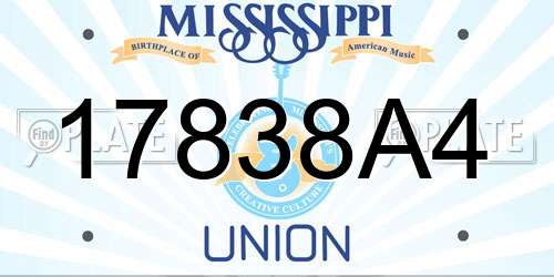 17838A4 Mississippi License Plate