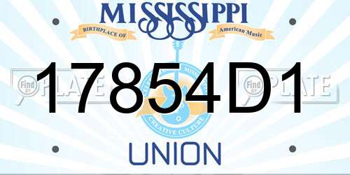 17854D1 Mississippi License Plate