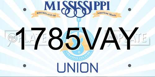 1785VAY Mississippi License Plate