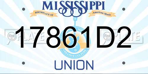 17861D2 Mississippi License Plate