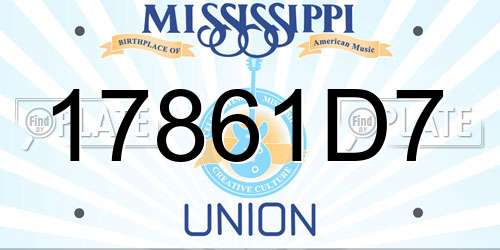 17861D7 Mississippi License Plate