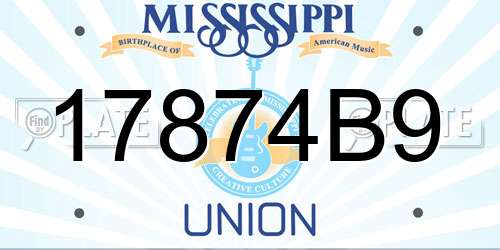 17874B9 Mississippi License Plate