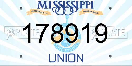 178919 Mississippi License Plate