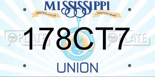 178CT7 Mississippi License Plate