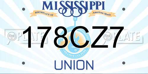 178CZ7 Mississippi License Plate