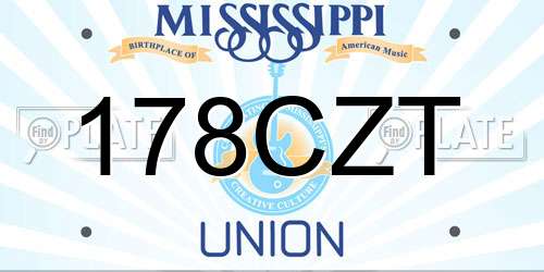 178CZT Mississippi License Plate