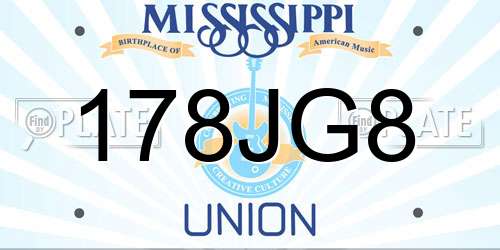 178JG8 Mississippi License Plate