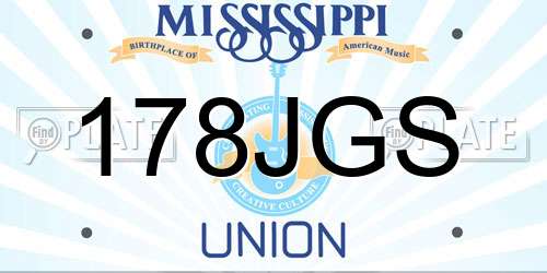 178JGS Mississippi License Plate