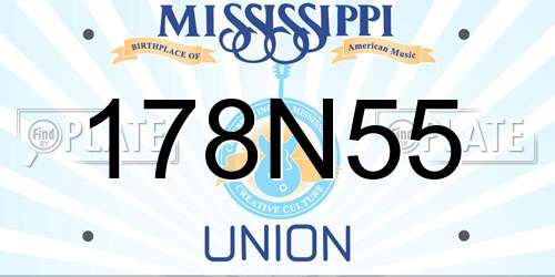 178N55 Mississippi License Plate