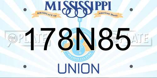 178N85 Mississippi License Plate