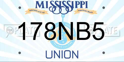 178NB5 Mississippi License Plate