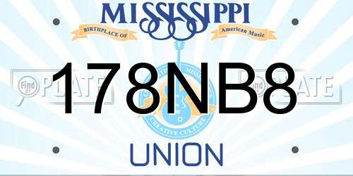 178NB8 Mississippi License Plate