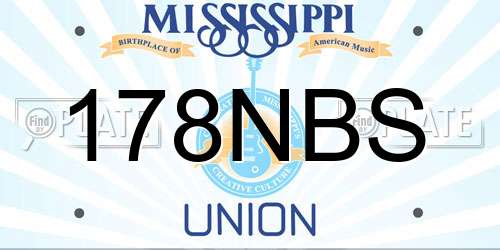 178NBS Mississippi License Plate