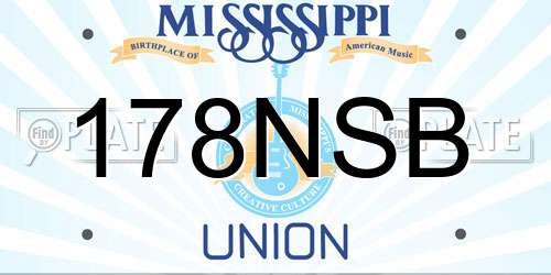 178NSB Mississippi License Plate