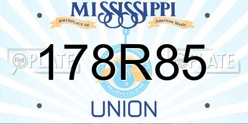 178R85 Mississippi License Plate