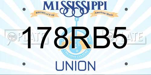 178RB5 Mississippi License Plate