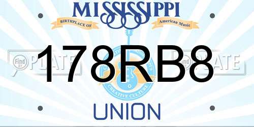 178RB8 Mississippi License Plate
