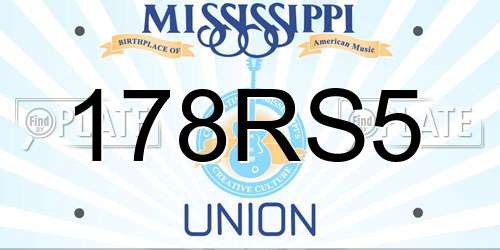 178RS5 Mississippi License Plate