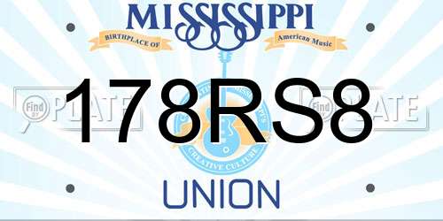 178RS8 Mississippi License Plate