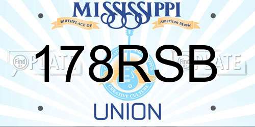178RSB Mississippi License Plate