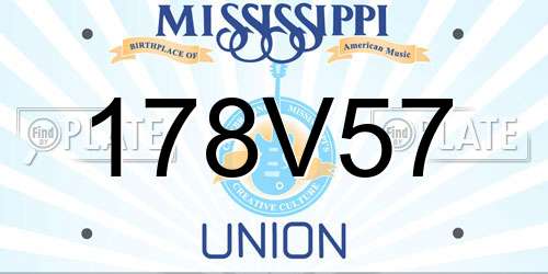178V57 Mississippi License Plate