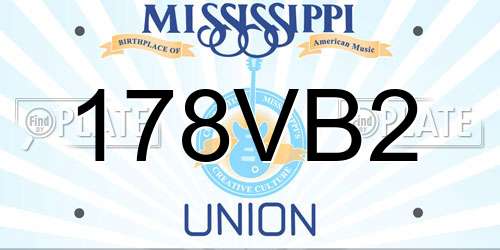 178VB2 Mississippi License Plate