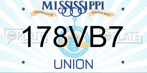 178VB7 Mississippi License Plate
